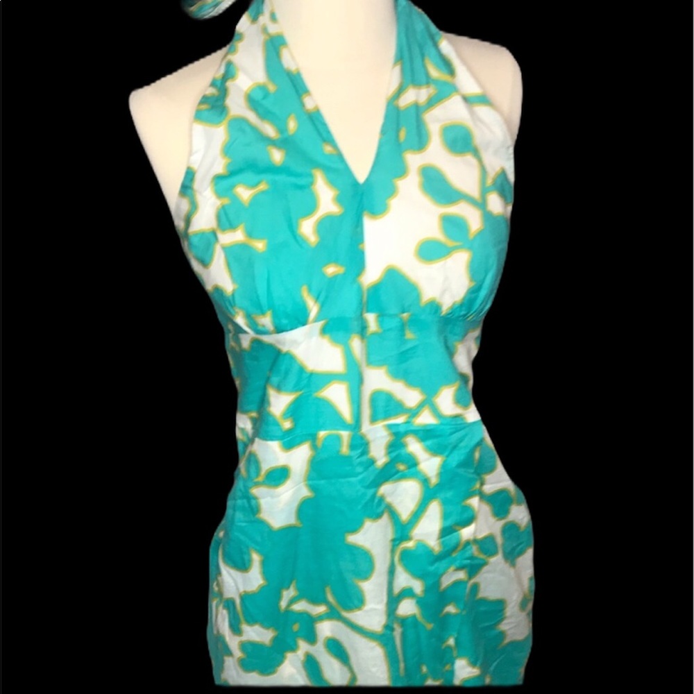 Etcetera Tropical Halter Tulip Slit Maxi Dress 2
